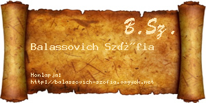 Balassovich Szófia névjegykártya